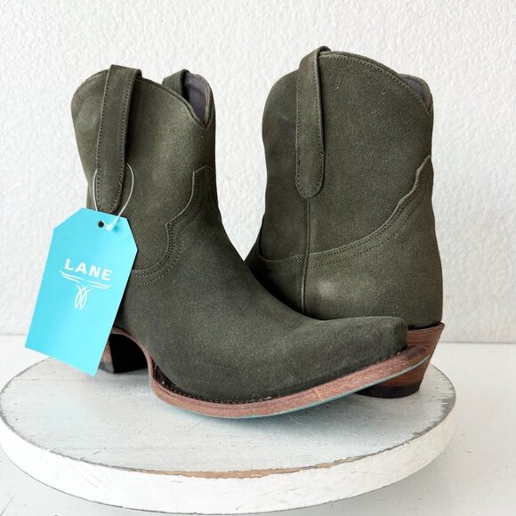 Lane EMMA JANE Womens Cowboy Bootie 9.5 Green Suede Western Cowgirl Ankle Boots - Picture 14 of 14